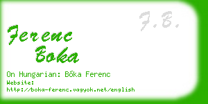 ferenc boka business card